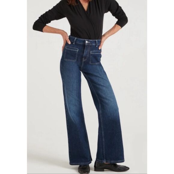 We The Free Denim - Free People X We The Free Wide Leg Patch Pocket Jeans Sz 28 NEW